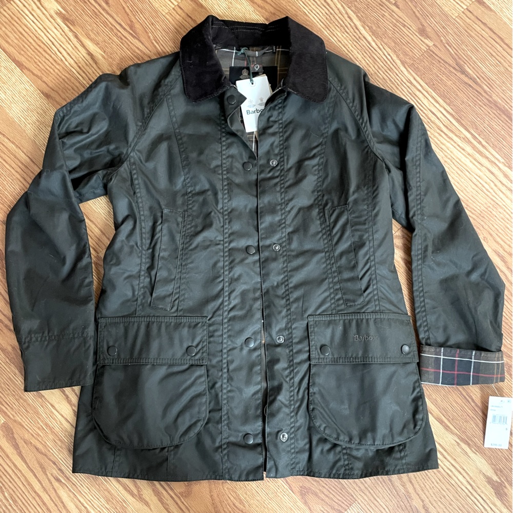 Women’s Barbour Beadnell Wax Jacket, Olive,  Size 8